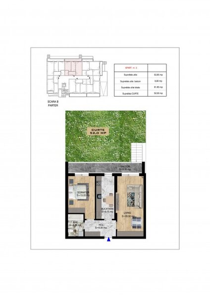 Doua camere direct dezvoltator cu gradina